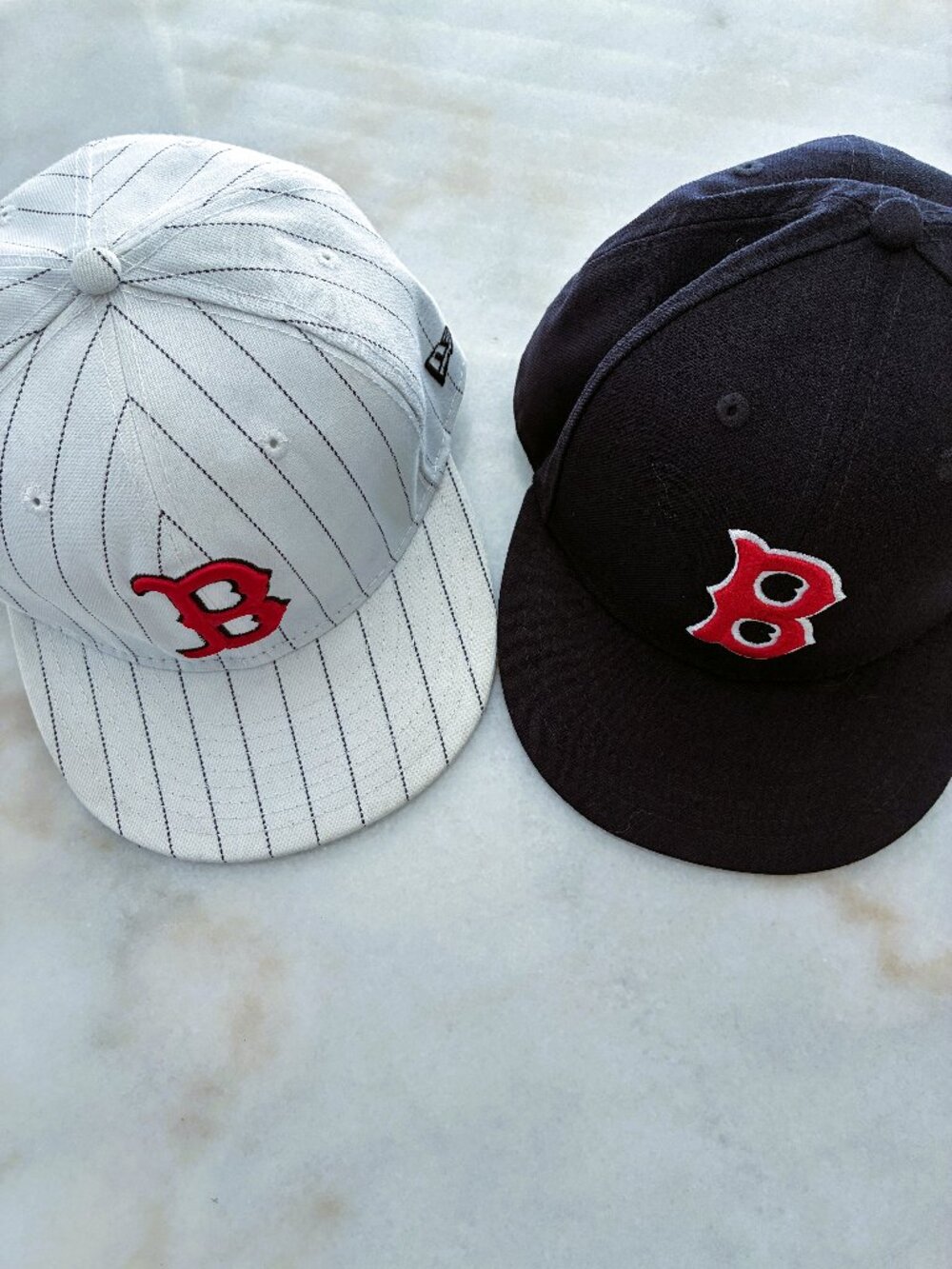 New Era 59FIFTY Fitted Hat Bundle 2-Pack - Boston Red Sox Pinstripe & Navy Caps